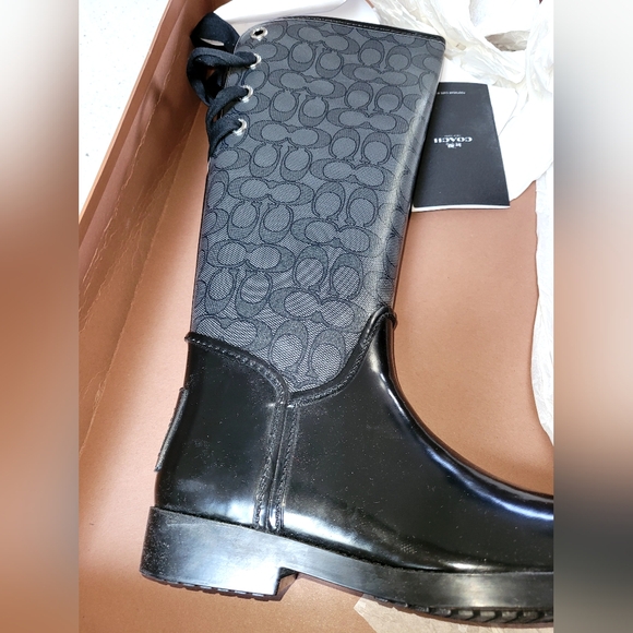 - Coach Tristee rubber rain boots, lined with faux fur obo - Picture 7 of 8